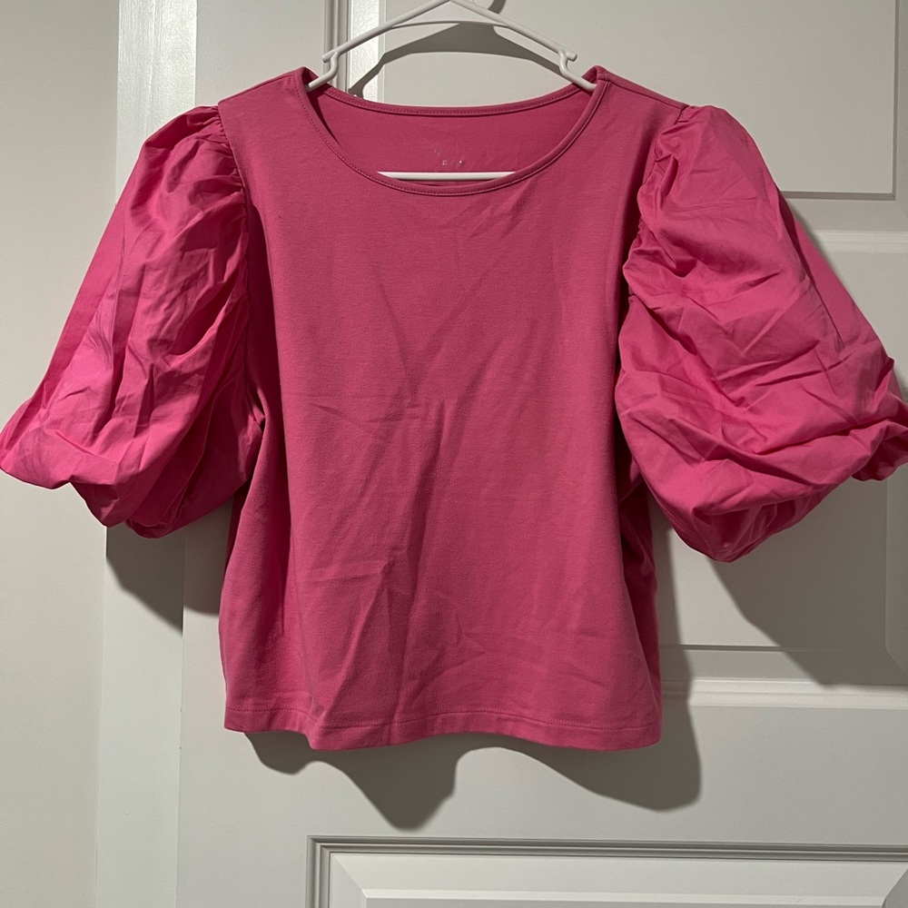 A New Day Pink Relaxed Ruffled Puff Sleeve Blouse
